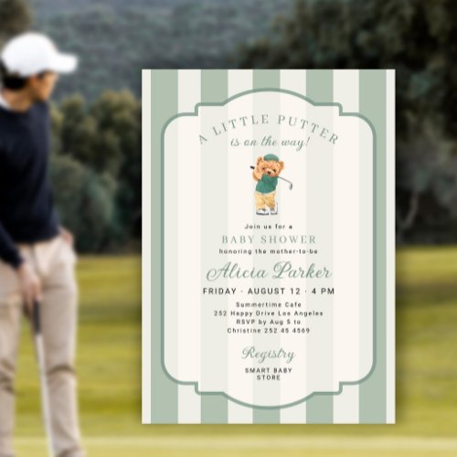 A little putter on the way golf baby shower invitation