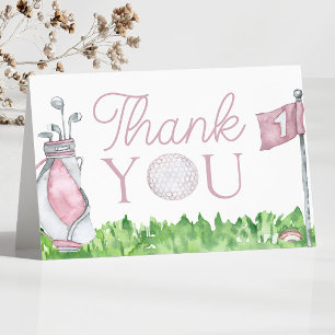 A Little Putter Pink Golf Baby Shower Letterpress Thank You Card