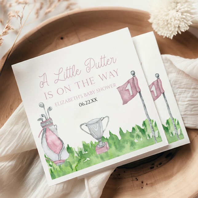 A Little Putter Pink Golf Baby Shower Napkins (Creator Uploaded)