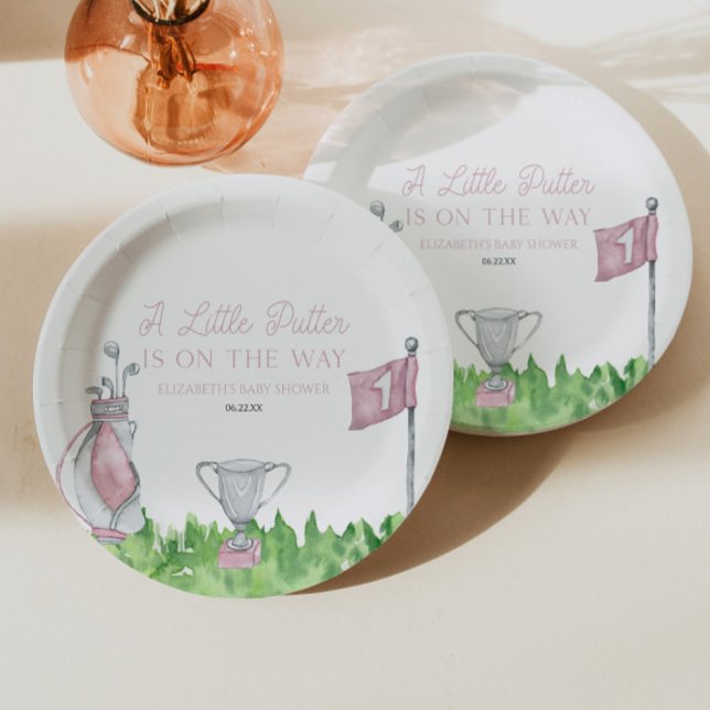 A Little Putter Pink Golf Baby Shower Paper Plates (Creator Uploaded)