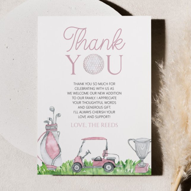 A Little Putter Pink Golf Baby Shower Thank You Card (Creator Uploaded)