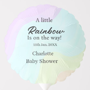 A little rainbow is on its way baby shower name da balloon