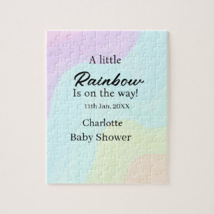 A little rainbow is on its way baby shower name da jigsaw puzzle