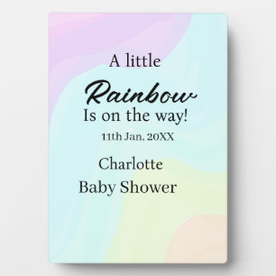 A little rainbow is on its way baby shower name da plaque