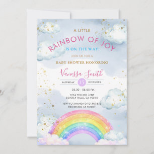 A little Rainbow of Joy Gold Glitter Baby Shower  Invitation