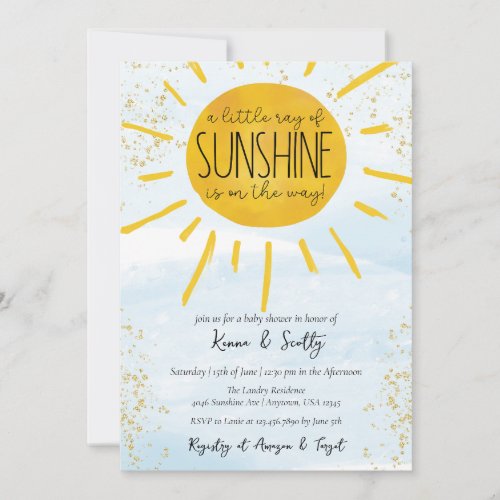 A Little Ray of Sunshine Baby Boy Shower Invitation