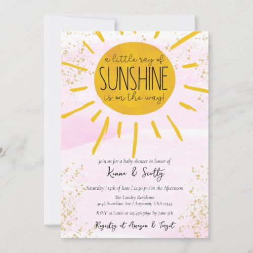A Little Ray of Sunshine Baby Girl Shower Invitation