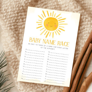 A Little Ray of Sunshine Baby Name Race Game