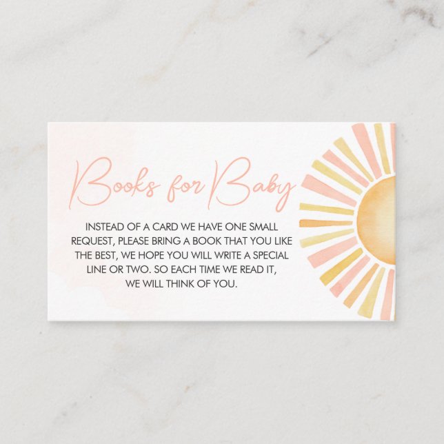 A Little Ray of Sunshine Baby Shower Book for Baby Enclosure Card (Front)