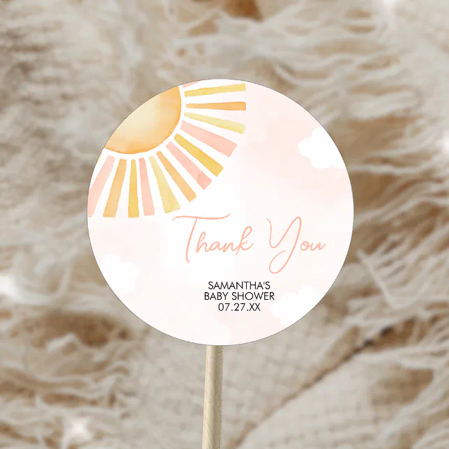 A Little Ray of Sunshine Baby Shower Classic Round Sticker | Zazzle