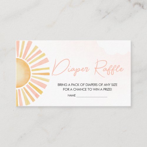 A Little Ray of Sunshine Baby Shower Diaper Raffle Enclosure Card