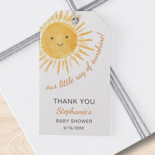 A Little Ray Of Sunshine Baby Shower Gift Tags