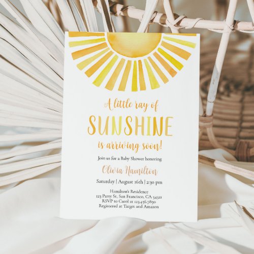 A Little Ray of Sunshine Baby Shower Invitation