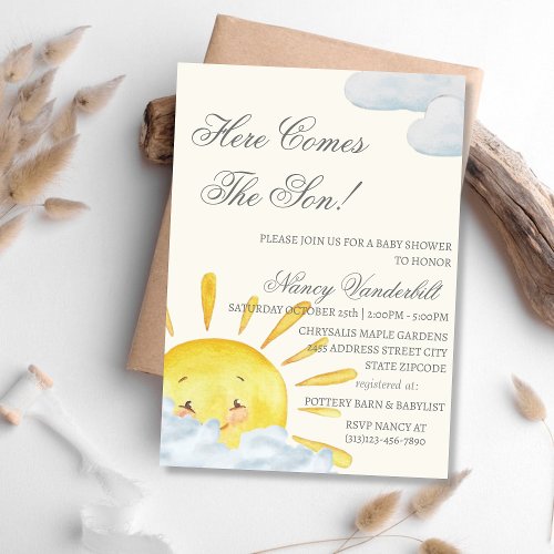 A Little Ray Of Sunshine Baby Shower Invitation