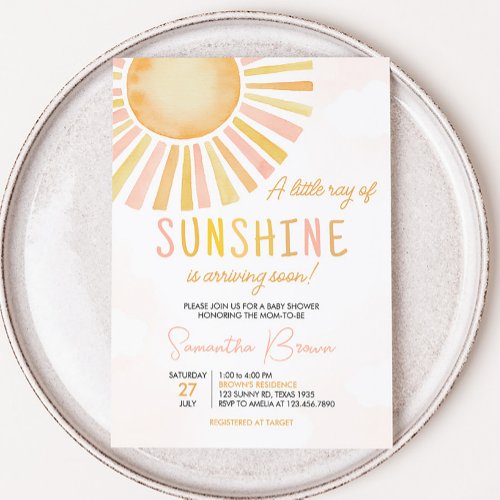 A Little Ray of Sunshine Baby Shower Invitation