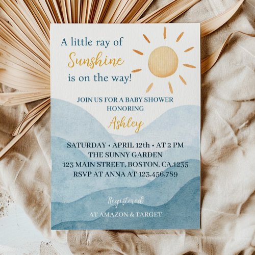 A Little Ray Of Sunshine Baby Shower Invitation