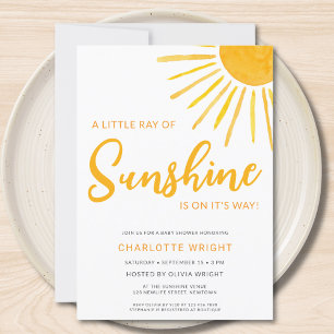A Little Ray Of Sunshine Baby Shower Invitation