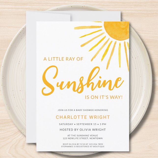 A Little Ray Of Sunshine Baby Shower Invitation (Creator Uploaded)