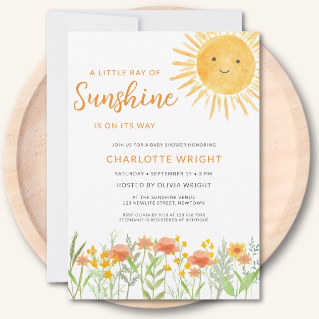 A Little Ray Of Sunshine Baby Shower Invitation (Creator Uploaded)