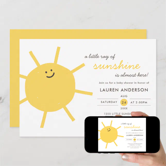 A Little Ray of Sunshine Baby Shower Invitation | Zazzle