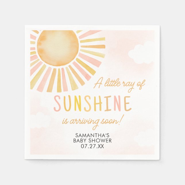 A Little Ray of Sunshine Baby Shower  Napkins (Front)