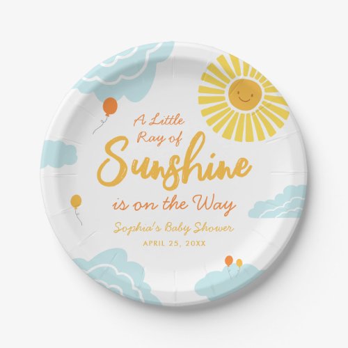 A Little Ray of Sunshine Baby Shower Paper Plates