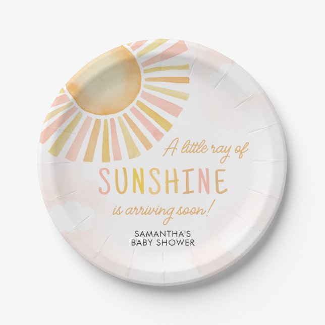 A Little Ray of Sunshine Baby Shower  Paper Plates (Front)