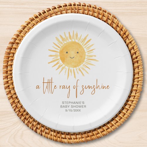 A Little Ray Of Sunshine Baby Shower Paper Plates