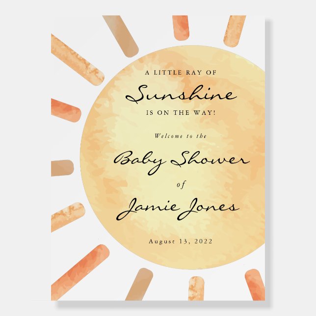 A Little Ray of Sunshine Baby Shower Welcome Sign (Front)