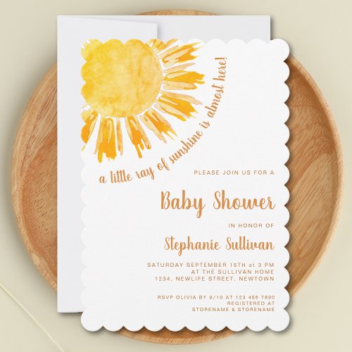 A Little Ray of Sunshine Boho Baby Shower  Invitation