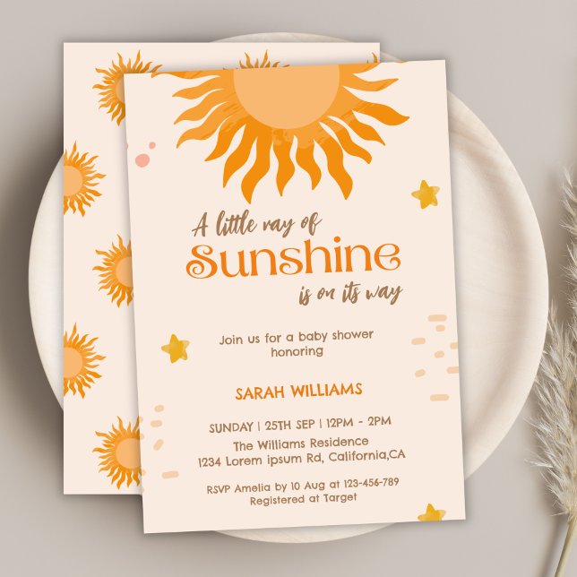  A little ray of sunshine boho baby shower Invitation (Creator Uploaded)