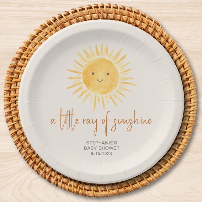 A Little Ray Of Sunshine Boho Baby Shower Paper Plates (Creator Uploaded)