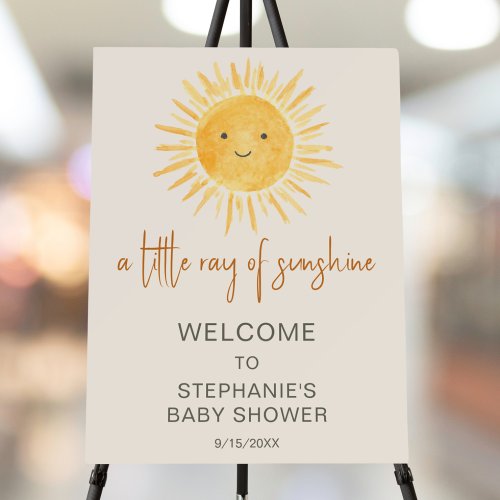 A Little Ray Of Sunshine Boho Baby Shower Welcome Foam Board