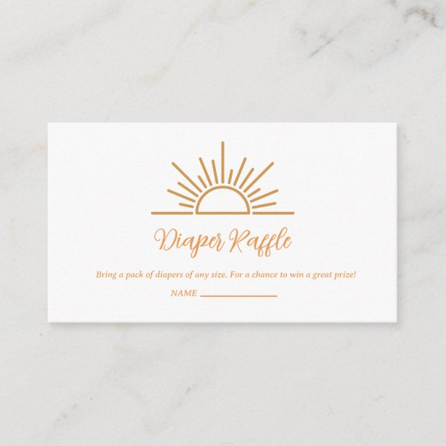 A Little Ray of Sunshine Boho diaper raffle Enclosure Card (Front)