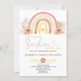A Little Ray of Sunshine Boho Rainbow Baby Shower Invitation
