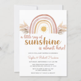 A Little Ray of Sunshine Boho Rainbow Baby Shower Invitation