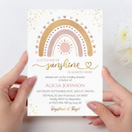 A Little Ray of Sunshine Boho Rainbow Baby Shower Invitation