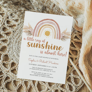 A Little Ray of Sunshine Boho Rainbow Baby Shower Invitation