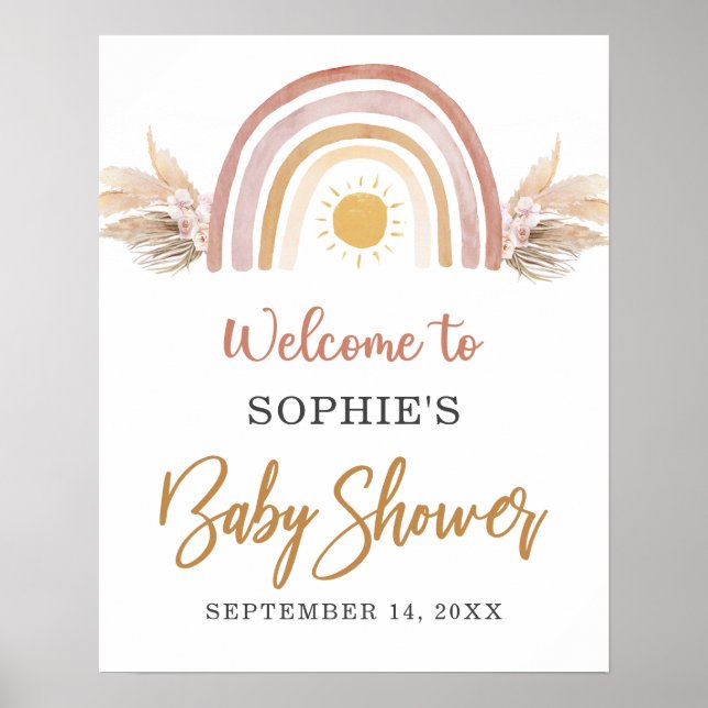 A Little Ray of Sunshine Boho Rainbow Welcome Sign (Front)