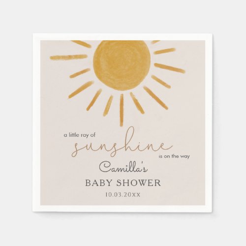 A Little Ray Of Sunshine Boho Sun Baby Shower Napkins