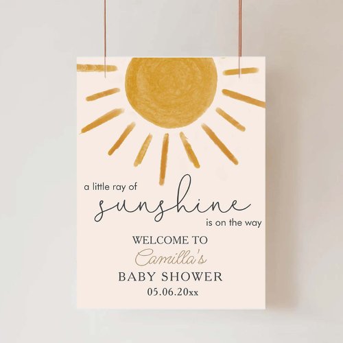 A Little Ray Of Sunshine Boho Sun Baby Shower Poster