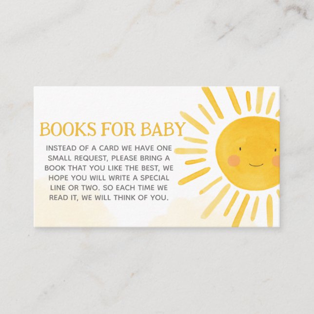 A Little Ray of Sunshine Books for Baby Enclosure Card (Front)