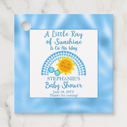 A Little Ray of Sunshine Boy Baby Shower Favor Tags