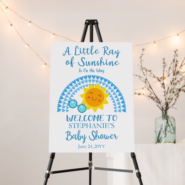A Little Ray of Sunshine Boy Baby Shower Foam Board (In Situ (Stand))