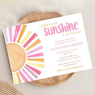 A Little ray of sunshine bright girl baby shower Invitation
