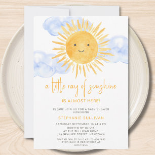 A Little Ray of Sunshine Clouds Baby Shower  Invitation