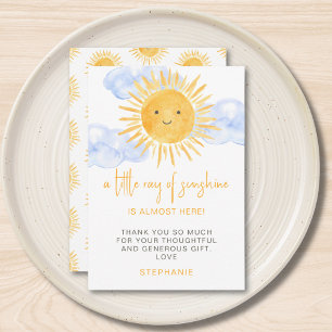 A Little Ray of Sunshine Clouds Baby Shower Thank You Card