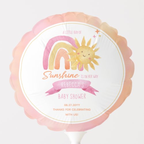 A Little Ray of Sunshine Girl Baby Shower Balloon