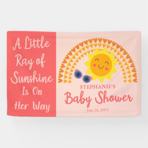 A Little Ray of Sunshine Girl Baby Shower Banner