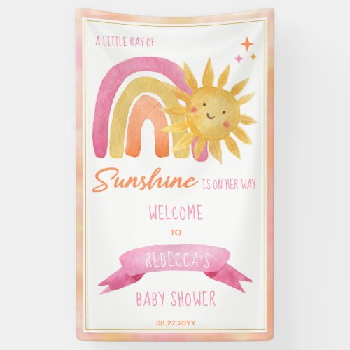 A Little Ray of Sunshine Girl Baby Shower  Banner